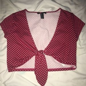 Red polka dot crop top